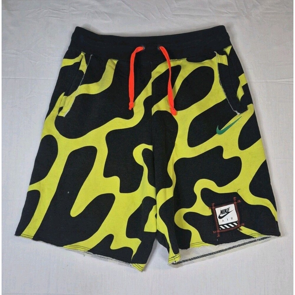 Nike Sportswear Retro Future Shorts Mens Size Small Black Neon Yellow Camo
